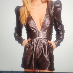 Ramy Brook Metalic Long Sleeve Romper Size 6